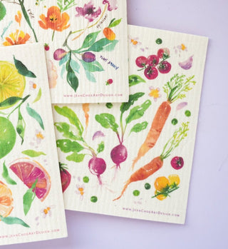 Vegetable Swedish Dishcloth: Reusable Kitchen Cloth from Jean Choe Art & Design - Reusable Paper Towels
