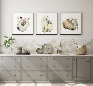 "Warmest Place" Wall Art: Polar Bear Mom & Cub from Jean Choe Art & Design - Watercolor