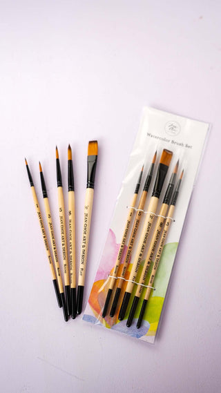Watercolor Brush Set of 5 for Beginners from Jean Choe Art & Design - Art Paint
