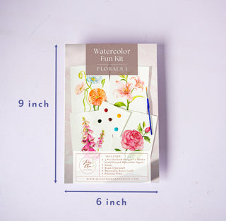Watercolor Fun Kit: Florals 1, All - In - One Kit with Outlined Pages from Jean Choe Art & Design - Kits