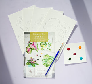 Watercolor Fun Kit: Houseplants – DIY Art Set with Pre - Outlined Pages from Jean Choe Art & Design - Kits