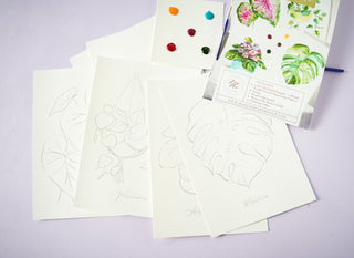 Watercolor Fun Kit: Houseplants – DIY Art Set with Pre - Outlined Pages from Jean Choe Art & Design - Kits