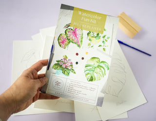 Watercolor Fun Kit: Houseplants – DIY Art Set with Pre - Outlined Pages from Jean Choe Art & Design - Kits
