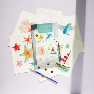 Watercolor Fun Kit: Seashores – Pre - Outlined Sea Life & Sailboats from Jean Choe Art & Design - Kits