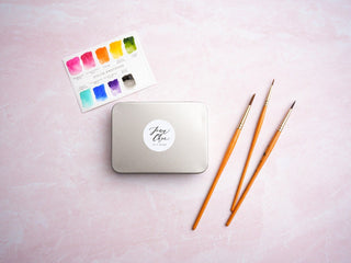 Watercolor Paint Set for Beginners with Poured High-quality Paint of 9 essential colors & 3 round Brushes