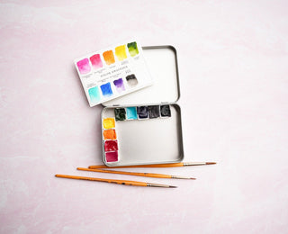 Watercolor Paint Set for Beginners with Poured High-quality Paint of 9 essential colors & 3 round Brushes