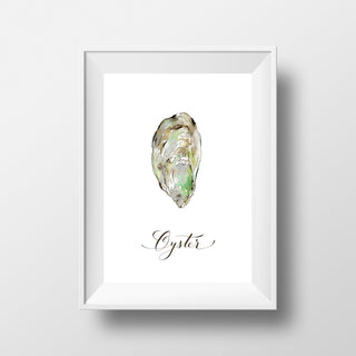 Watercolor Oyster Art Print with Calligraphy: Coastal Wall Decor from Jean Choe Art & Design - Giclée