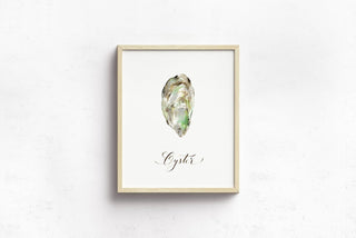 Watercolor Oyster Art Print with Calligraphy: Coastal Wall Decor from Jean Choe Art & Design - Giclée
