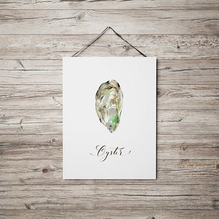 Watercolor Oyster Art Print with Calligraphy: Coastal Wall Decor from Jean Choe Art & Design - Giclée