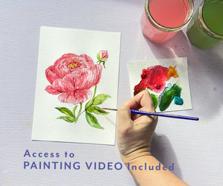 Watercolor Painting Kit: Florals 2, Beginner - Friendly DIY Watercolor Set from Jean Choe Art & Design - Kits