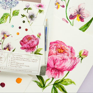 Watercolor Painting Kit: Florals 2, Beginner - Friendly DIY Watercolor Set from Jean Choe Art & Design - Kits
