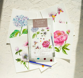 Watercolor Painting Kit: Florals 2, Beginner - Friendly DIY Watercolor Set from Jean Choe Art & Design - Kits