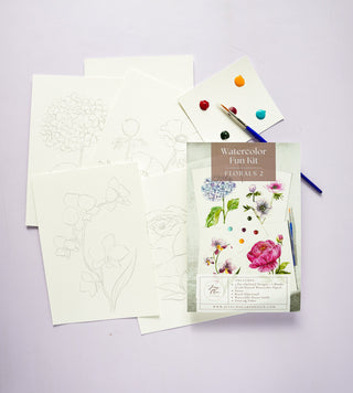 Watercolor Painting Kit: Florals 2, Beginner - Friendly DIY Watercolor Set from Jean Choe Art & Design - Kits
