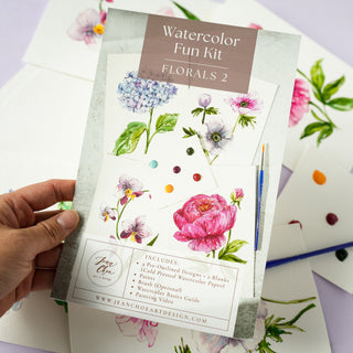 Watercolor Painting Kit: Florals 2, Beginner - Friendly DIY Watercolor Set from Jean Choe Art & Design - Kits