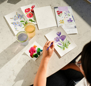 Watercolor Painting Kit:Wildflowers. DIY Watercolor Set with Outlined Pages from Jean Choe Art & Design - Kits
