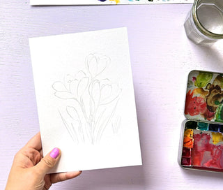 Watercolor Painting Kit:Wildflowers. DIY Watercolor Set with Outlined Pages from Jean Choe Art & Design - Kits