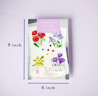Watercolor Painting Kit:Wildflowers. DIY Watercolor Set with Outlined Pages from Jean Choe Art & Design - Kits