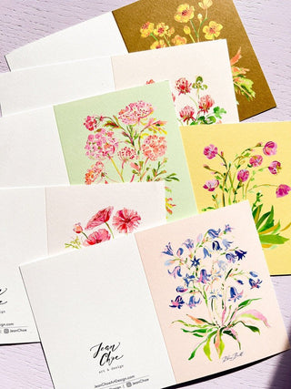 Wildflower Greeting Card Set: Assorted Pack of 6 from Jean Choe Art & Design - Blank Cards