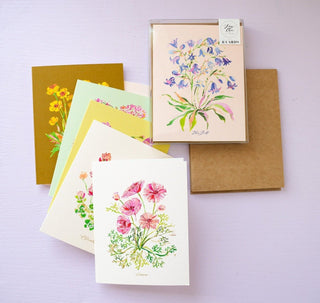 Wildflower Greeting Card Set: Assorted Pack of 6 from Jean Choe Art & Design - Blank Cards