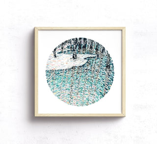 "Winter Reflections" Art Print: Tranquil Winter Lake from Jean Choe Art & Design - Giclée
