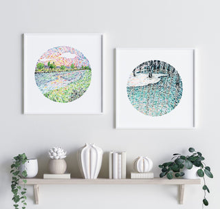 "Winter Reflections" Art Print: Tranquil Winter Lake from Jean Choe Art & Design - Giclée