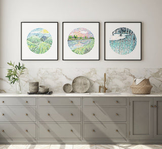 "Winter Reflections" Art Print: Tranquil Winter Lake from Jean Choe Art & Design - Giclée