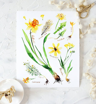 Yellow Botanical Rainbow Art Print: Botanical Decor from Jean Choe Art & Design - Giclée
