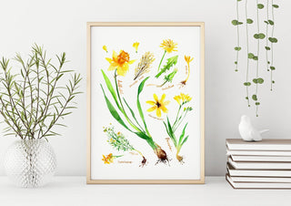 Yellow Botanical Rainbow Art Print: Botanical Decor from Jean Choe Art & Design - Giclée