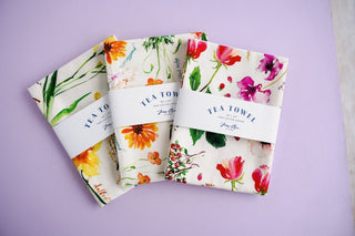 Yellow Botanical Tea Towel: Sunny Cotton Tea Towel for Kitchen from Jean Choe Art & Design - Kitchen & Tea Towels