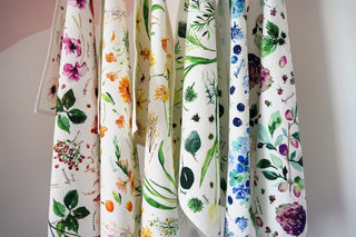 Yellow Botanical Tea Towel: Sunny Cotton Tea Towel for Kitchen from Jean Choe Art & Design - Kitchen & Tea Towels